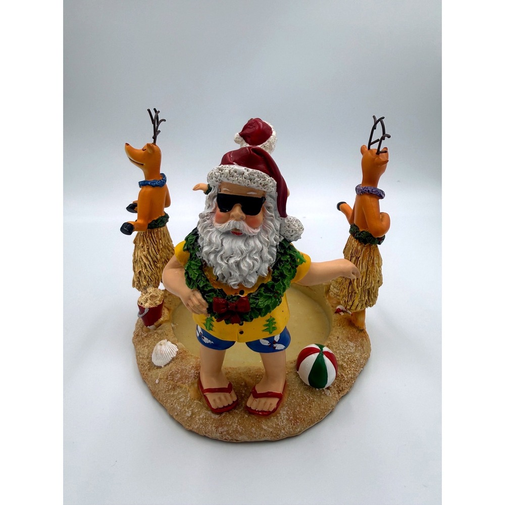 Yankee Candle Beach Christmas Jar Holder Santa Reindeer Tropical Retired 1179082